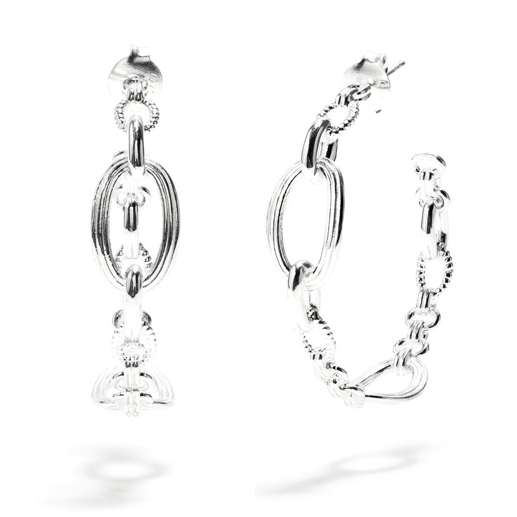 Capucine De Wulf Monique Chain Hoop Earrings, Silver