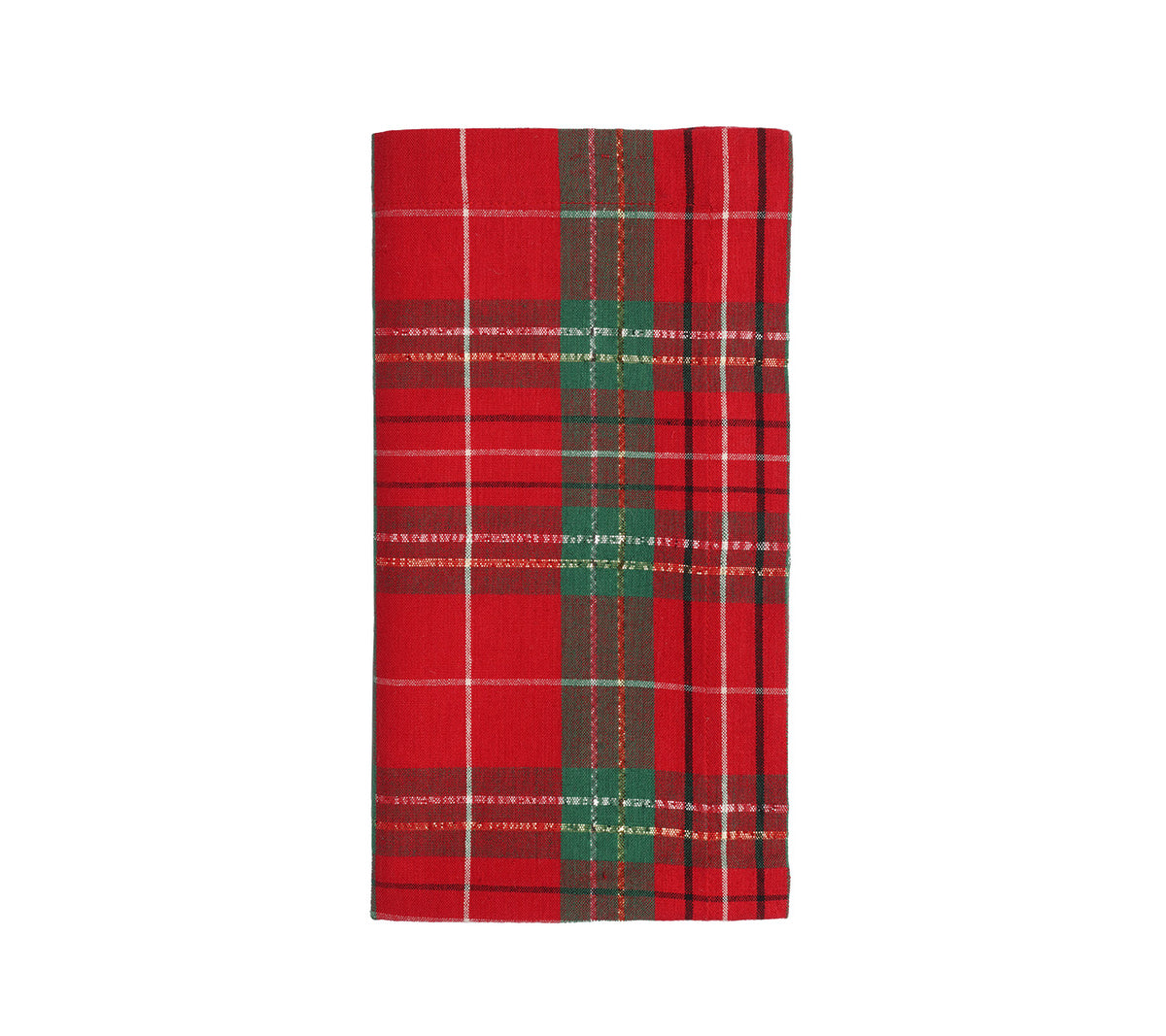 Kim Seybert Napkins: Xmas Plaid in Red, Green & Gold, Set of 4