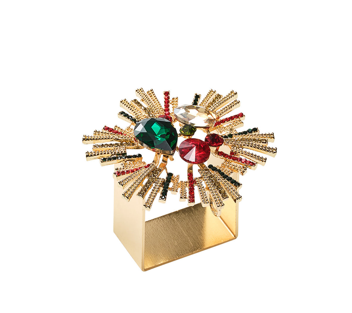Kim Seybert Napkin Rings: Bijoux in Red, Green & Gold, Set of 4