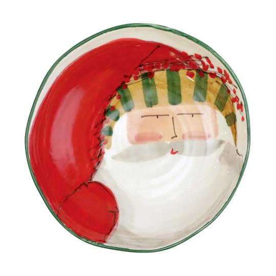Vietri Old St. Nick Pasta Bowl - Striped Hat