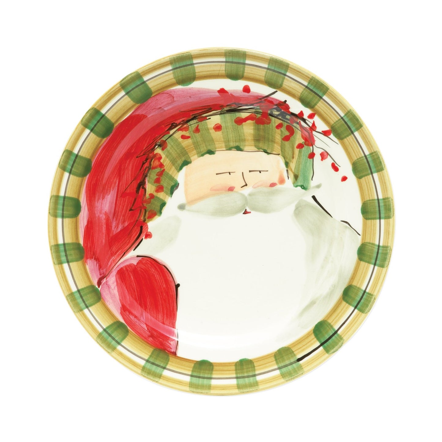 Vietri Old St. Nick Dinner Plate - Striped Hat