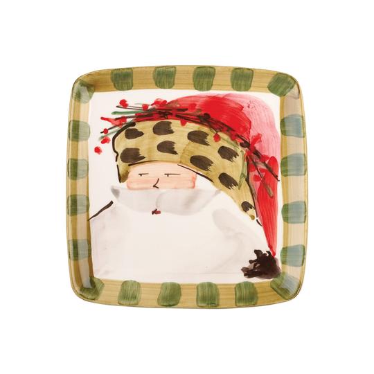 Vietri Old St. Nick Salad Plate - Square Animal Hat