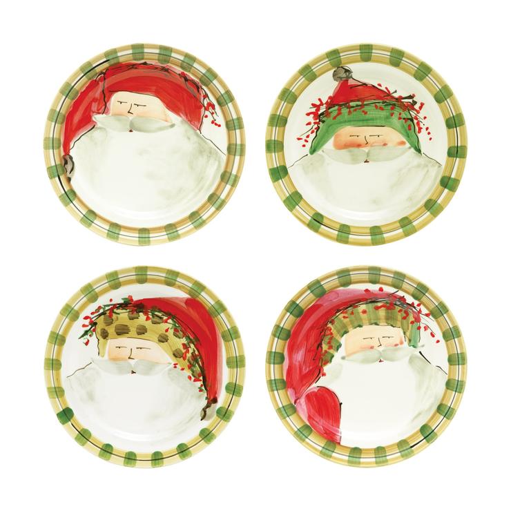 Vietri Old St. Nick Salad Plates - Assorted Round - Set of 4