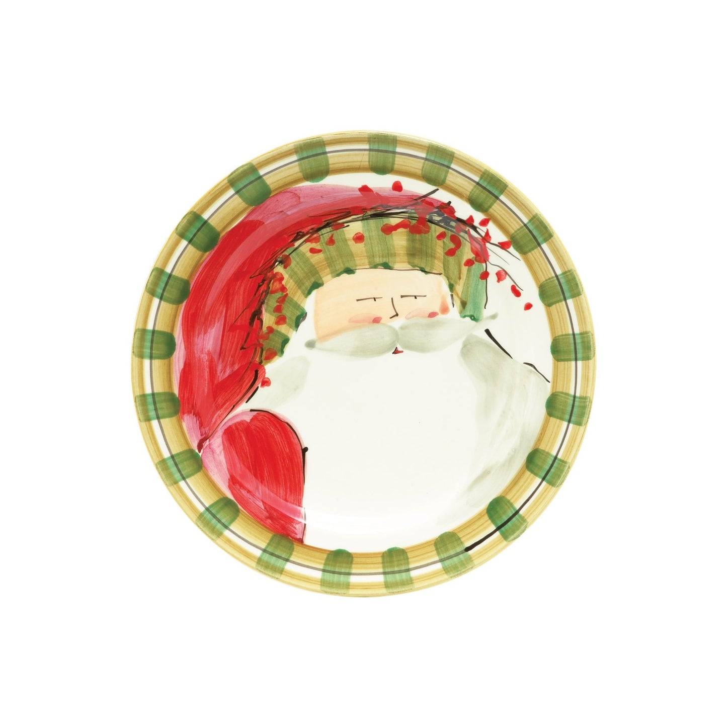 Vietri Old St. Nick Salad Plate - Round Striped Hat Vietri