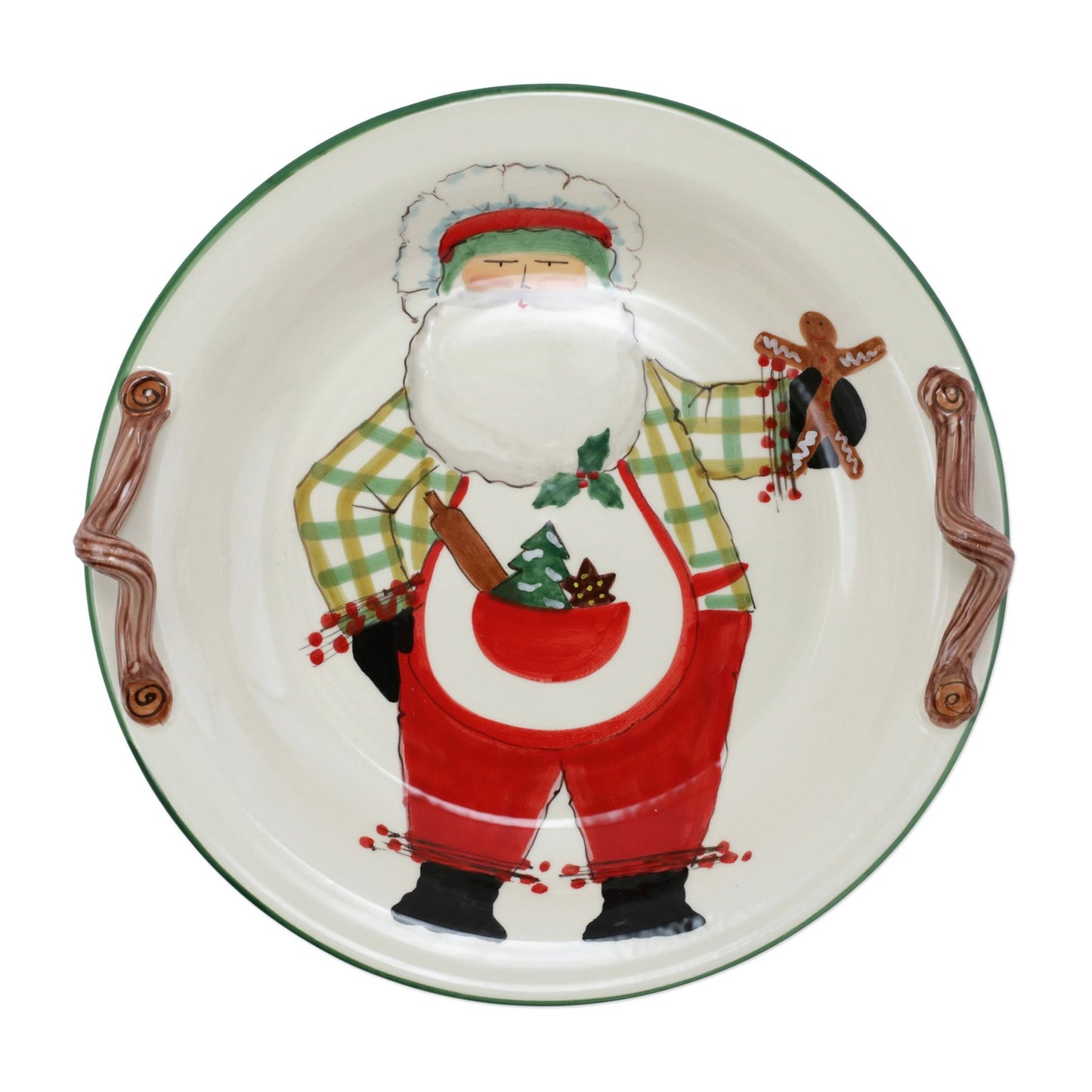 Vietri Old St. Nick Handled Shallow Bowl Round