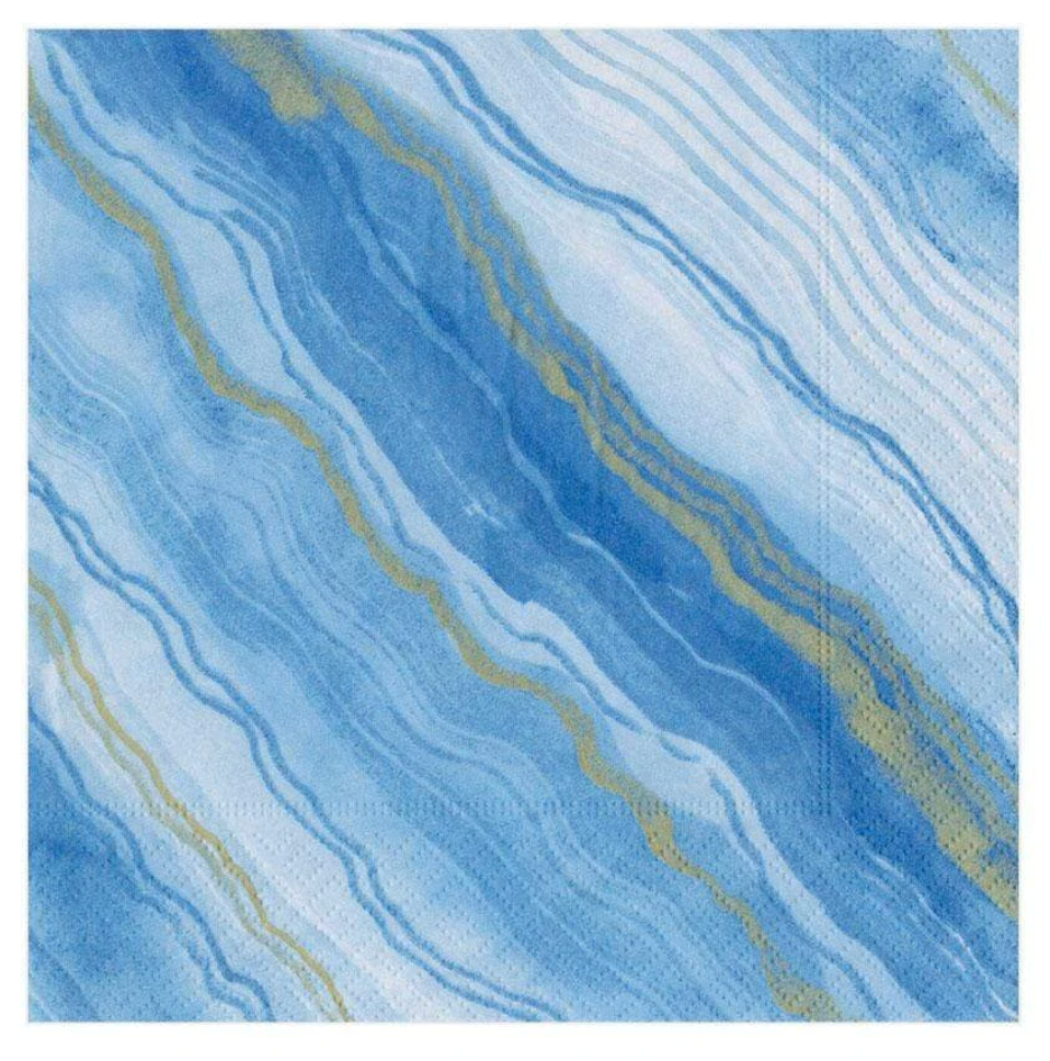 Caspari Luncheon Napkins: Marble - Blue