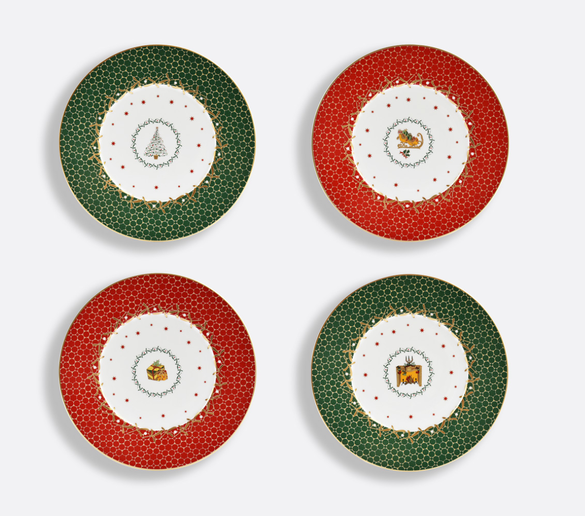 Bernardaud Noël Gift Box Set of assorted dessert plates 8.5''