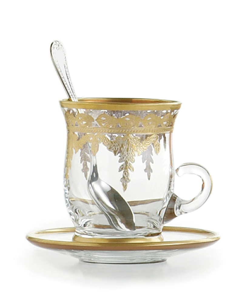 Arte Italica Vetro Gold Cup & Saucer, with Spoon