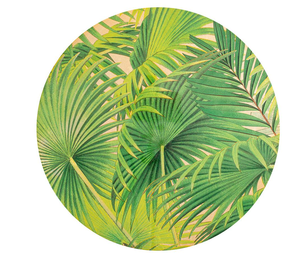 Caspari Placemat: Palm Fronds Round - Gold Lacquer