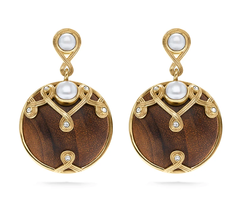 Capucine De Wulf Inez Drop Earrings, Pearl/Teak