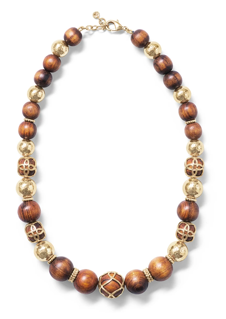 Capucine De Wulf Elizabetta 18" Necklace, Teak/Gold