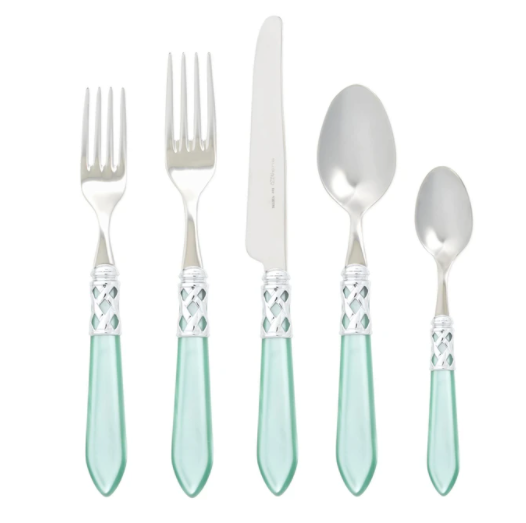 Vietri Flatware: Aladdin Brilliant 5 Piece Place Setting - Aqua