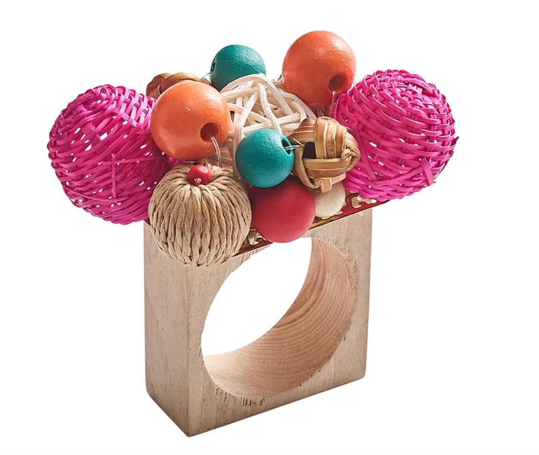 Kim Seybert Napkin Rings: Java Napkin Ring in Multi, Set of 4