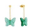Lalique Earrings - Papillon - Green Crystal, 18K Yellow Gold-Plated