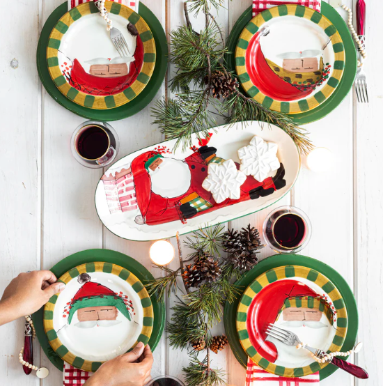 Vietri Old St. Nick Small Oval Platter - Multicultural