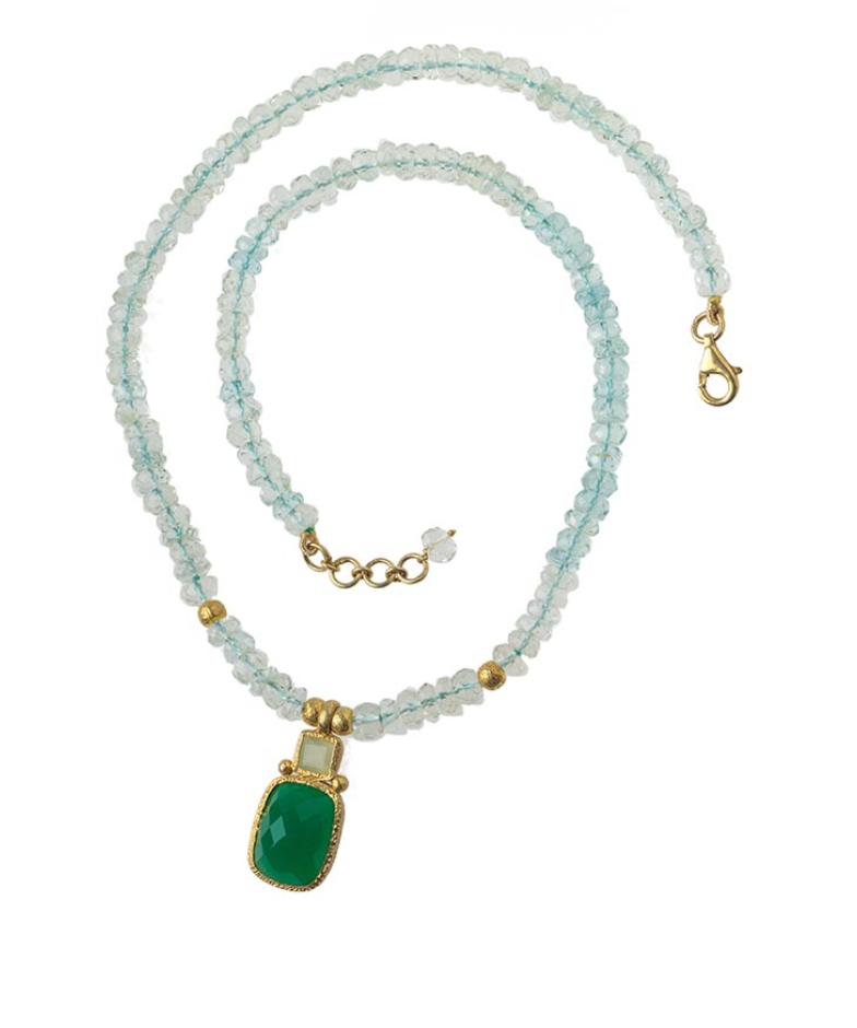 Vasant Aqua Marine with Green Necklace