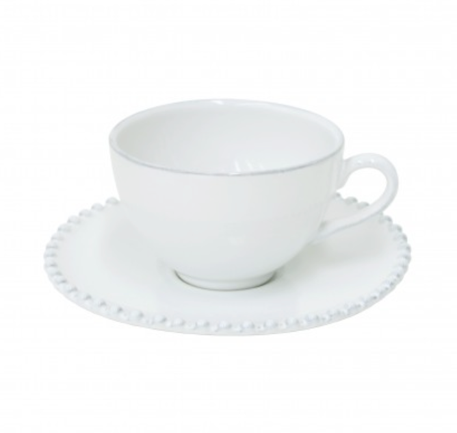 Costa Nova Pearl White Tea Cup and Saucer