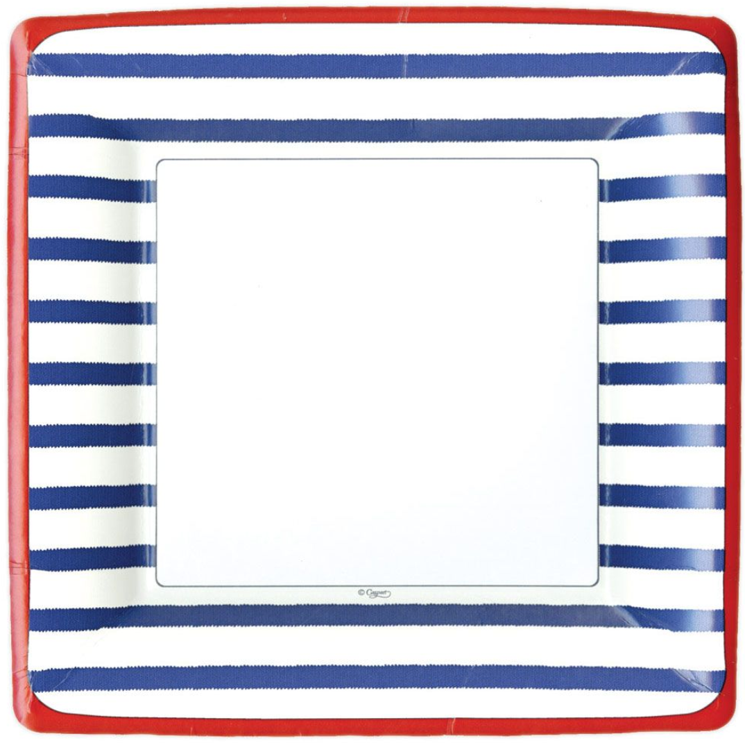 Caspari Salad/Dessert Plates: Bretagne - Square - Blue