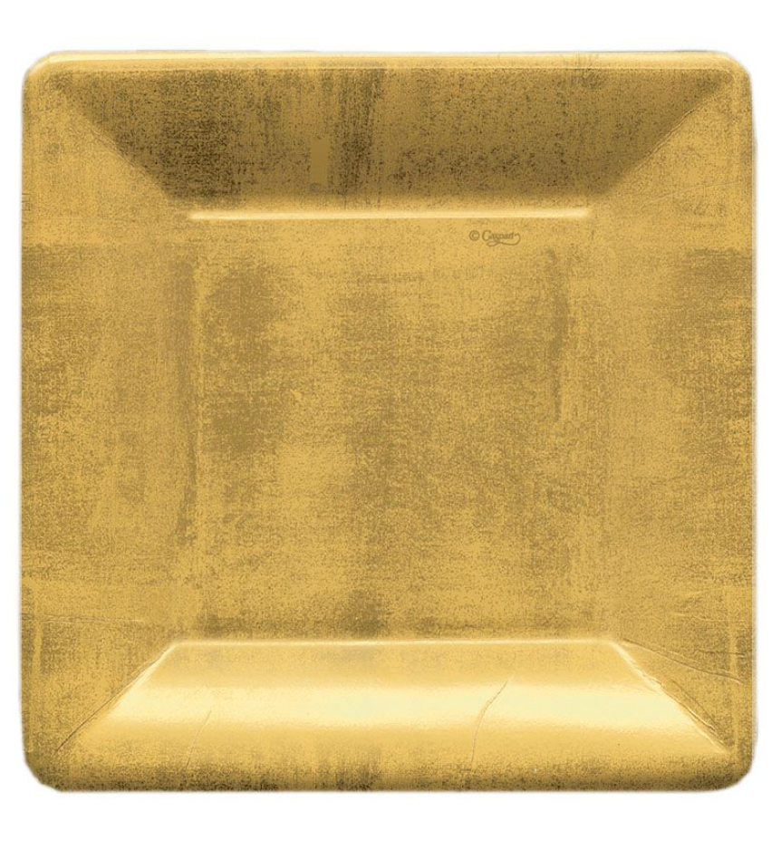 Caspari Salad/Dessert Plates: Gold Leaf - Square