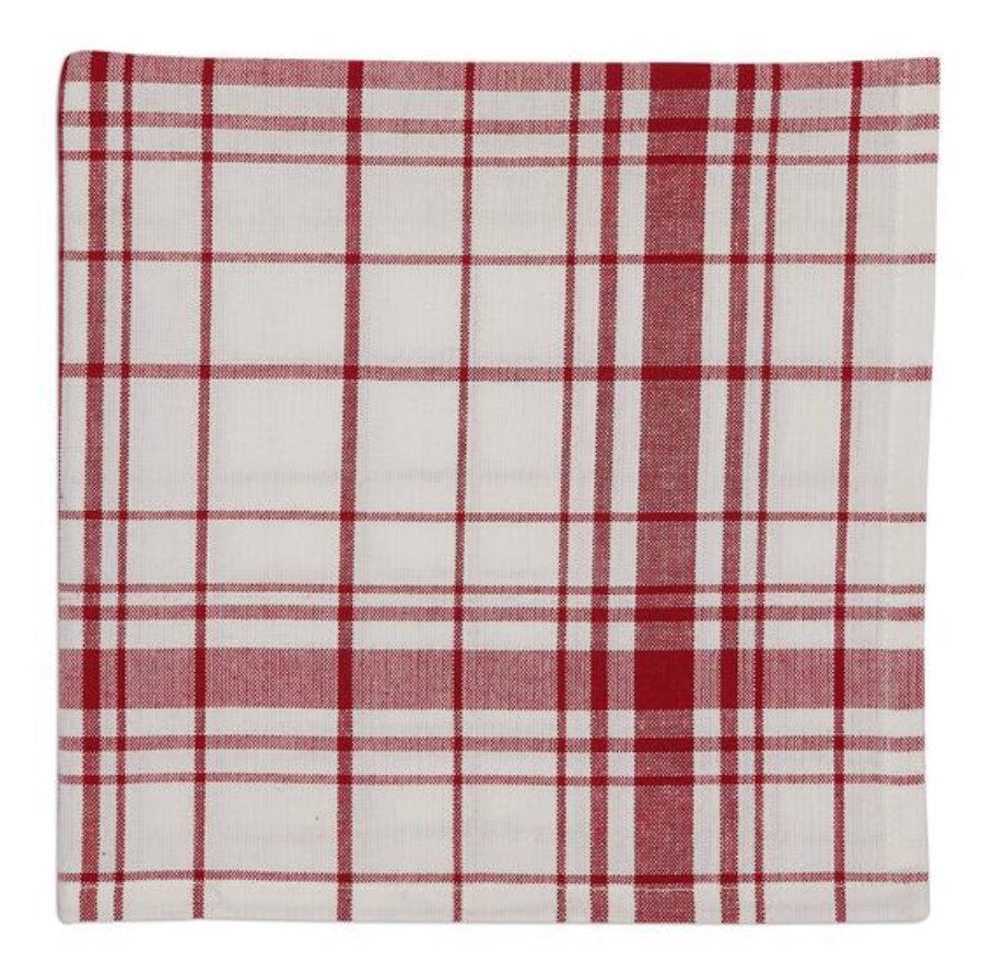 Red and White Plaid Cotton Napkin