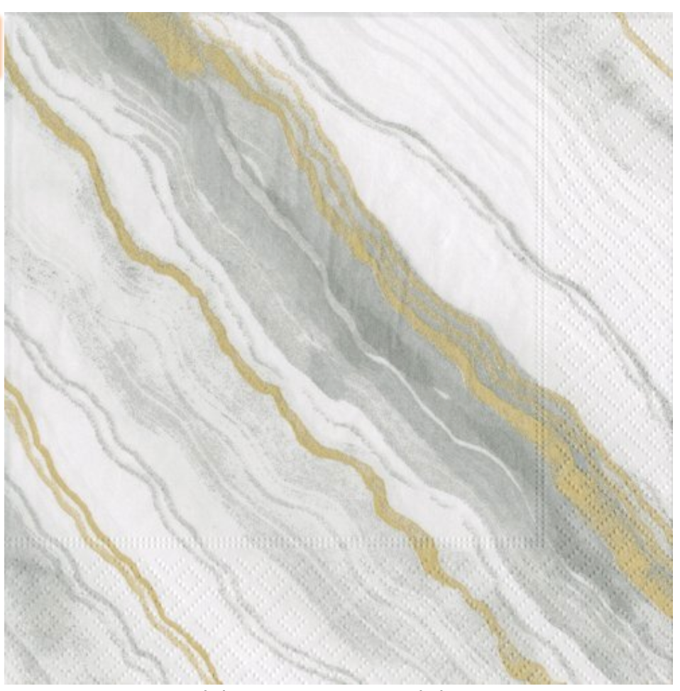 Caspari Cocktail Napkins: Grey Marble