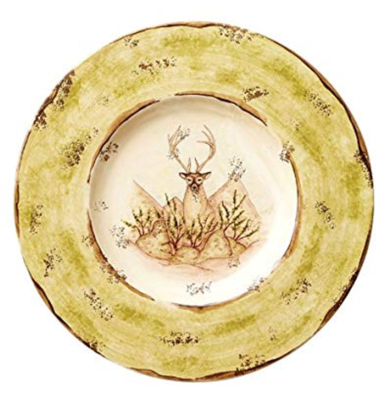 Vietri Wildlife Buck Large Round Wall Plate - Large