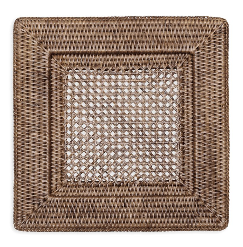 Caspari Charger: Rattan Square - Dark Natural