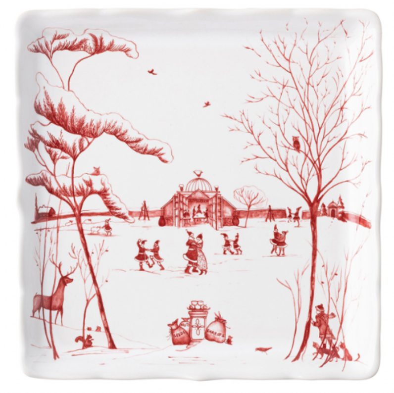 Juliska Country Estate Winter Frolic Ruby - "Mr. and Mrs. Claus" Sweets Tray