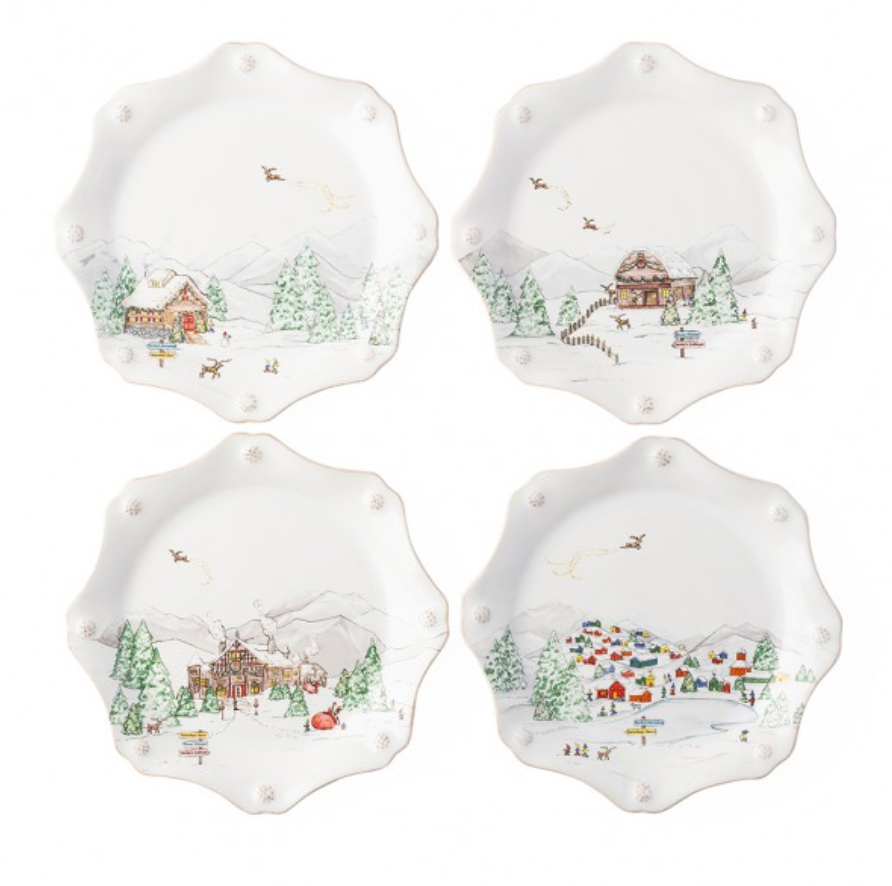Juliska Berry & Thread North Pole - Scalloped Dessert/Salad Plates Set/4