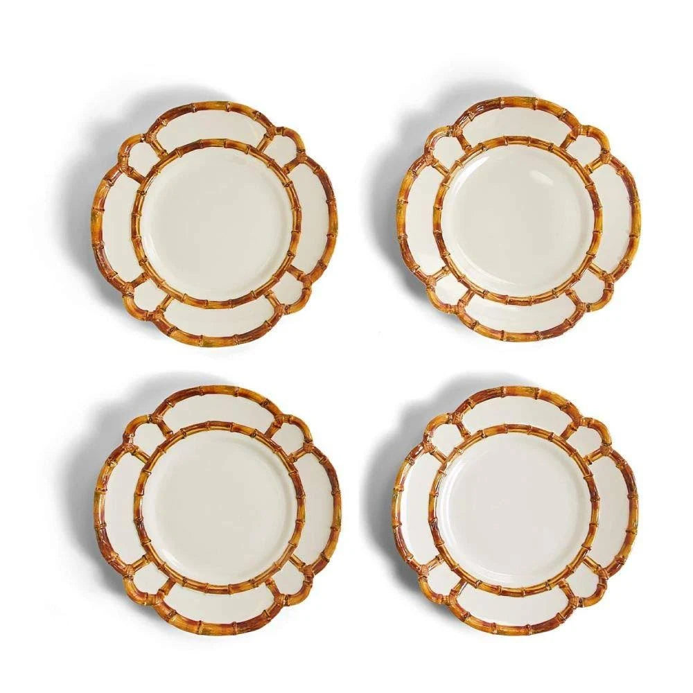 Bamboo Melamine Dinner Plates Set of 4