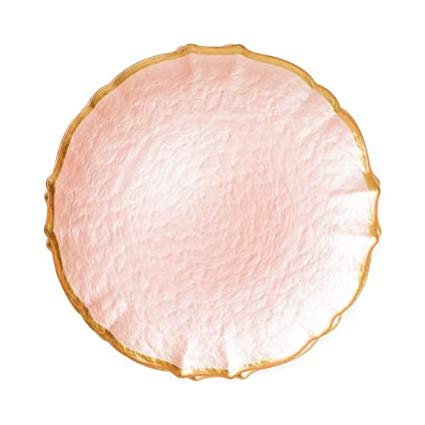 Vietri Baroque Glass Salad Plate - Pink