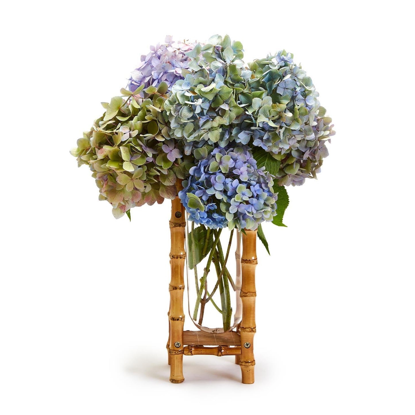 Two's Company Natural Bamboo Vase with Glass Vessel 11 1/2 Inches