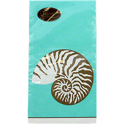 Caspari Guest Towels: Nautilus - Turquoise