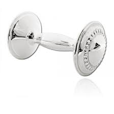 Cunill Beaded Sterling Silver Baby Barbell Rattle