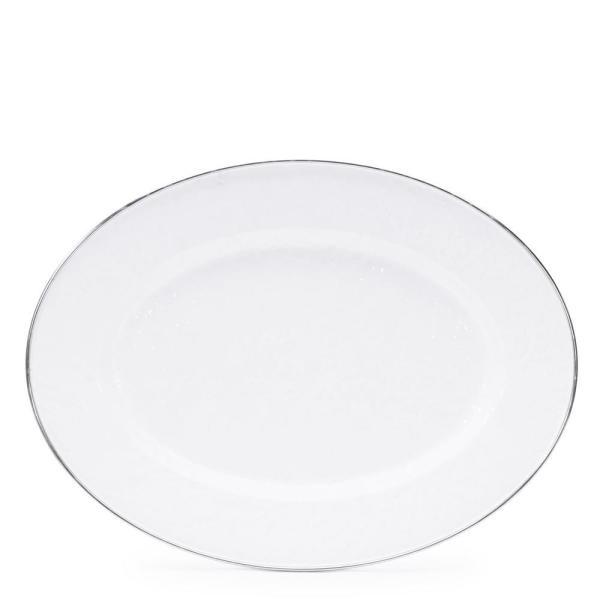 Golden Rabbit Solid White Oval Platter