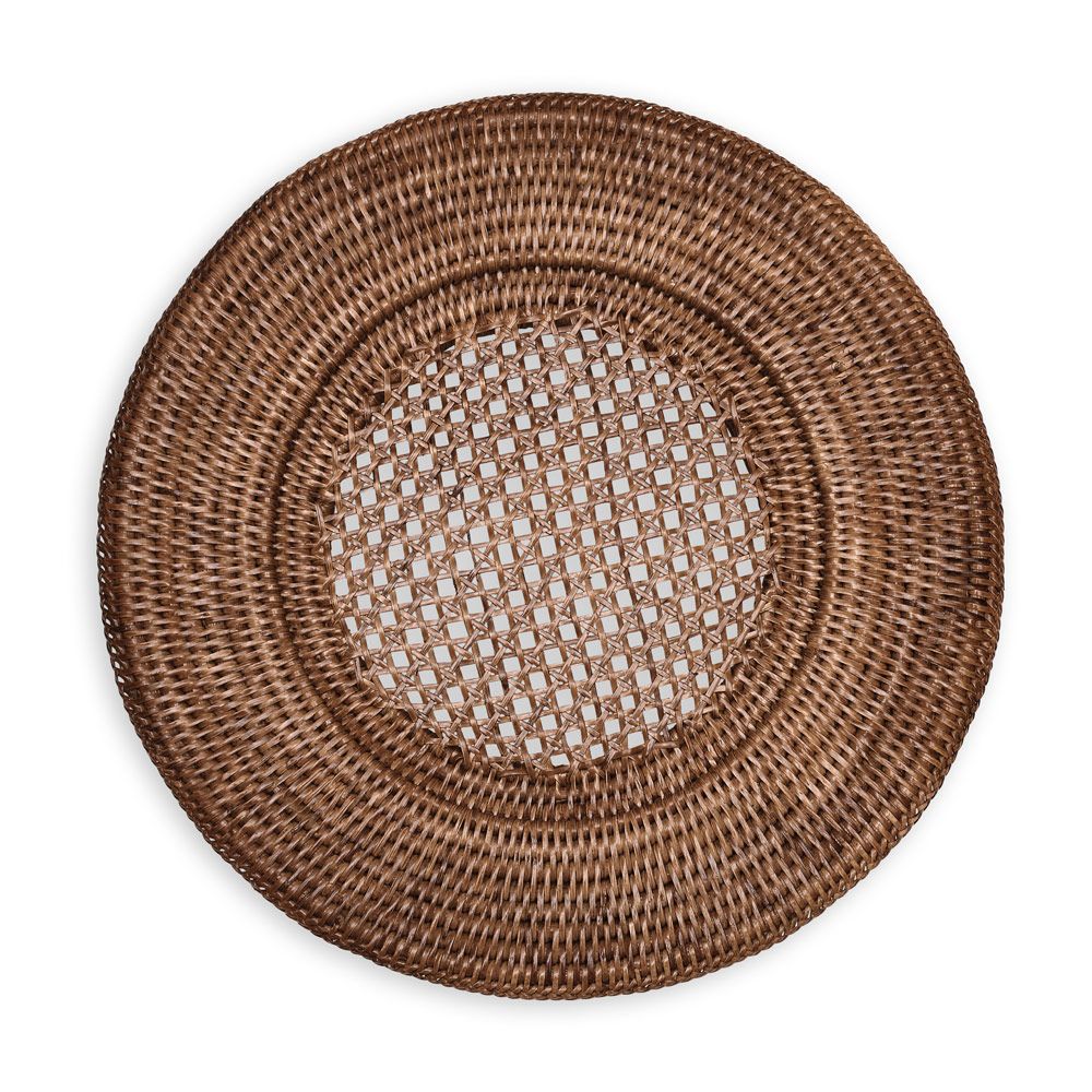 Caspari Charger: Rattan Round - Dark Natural