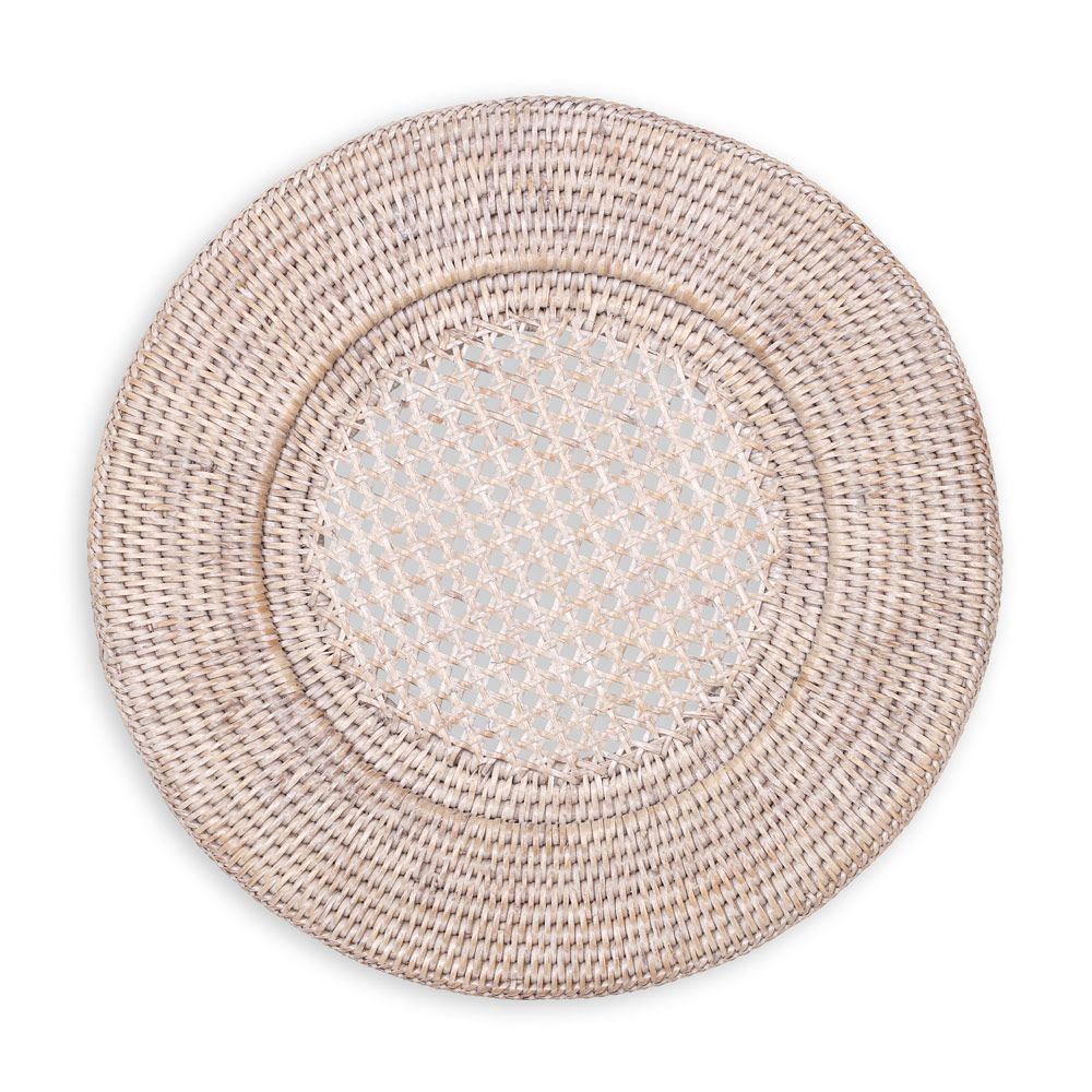 Caspari Charger: Rattan Round - White Natural