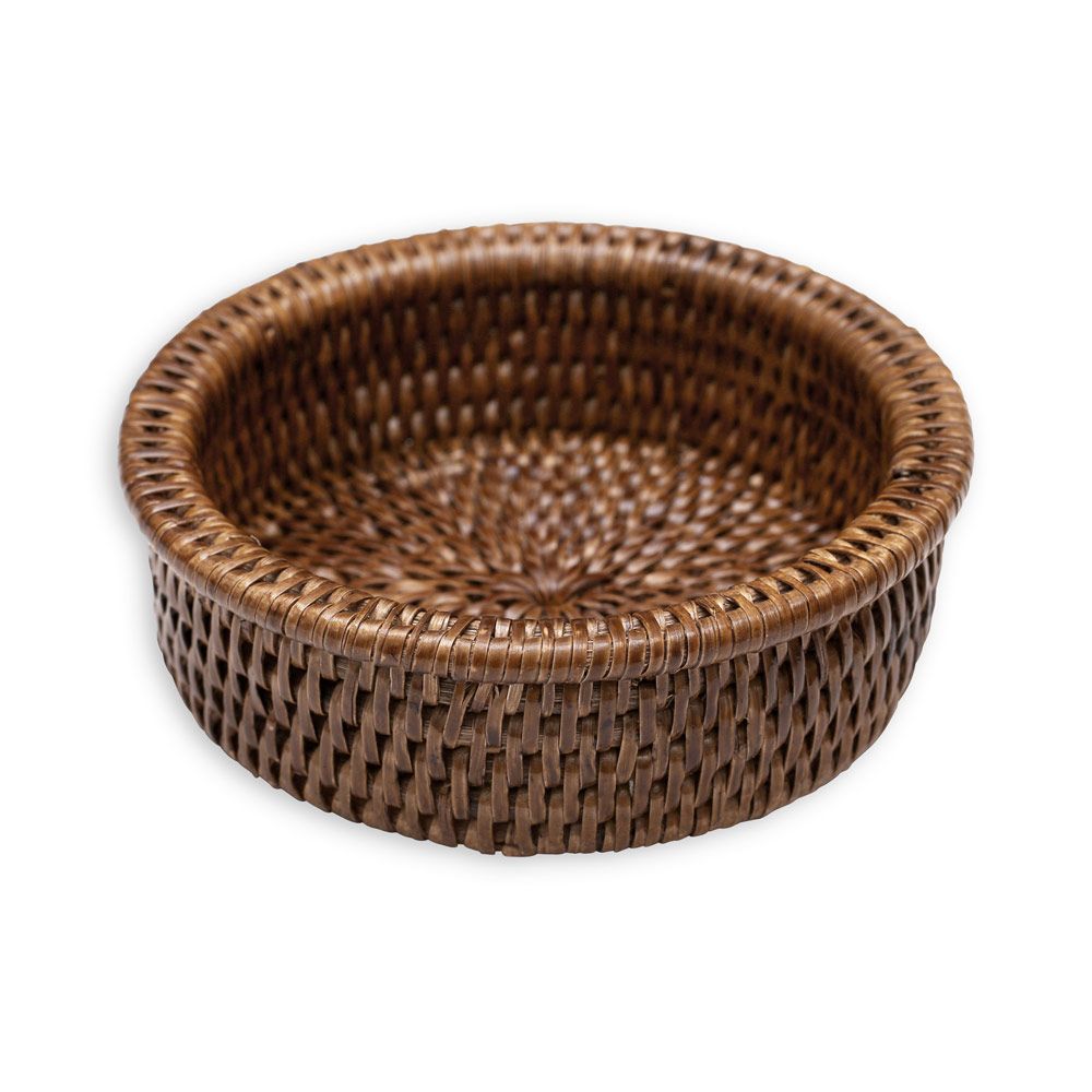 Caspari Wine Bottle Coaster - Rattan - Dark Natural