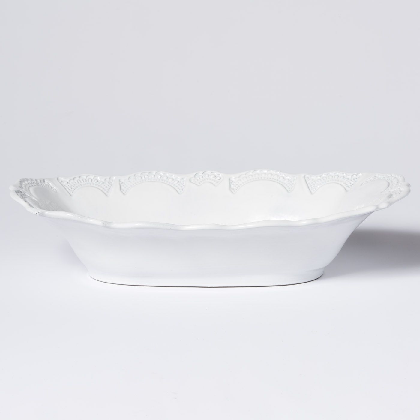 Vietri Incanto Stone Lace Large Au Gratin - White