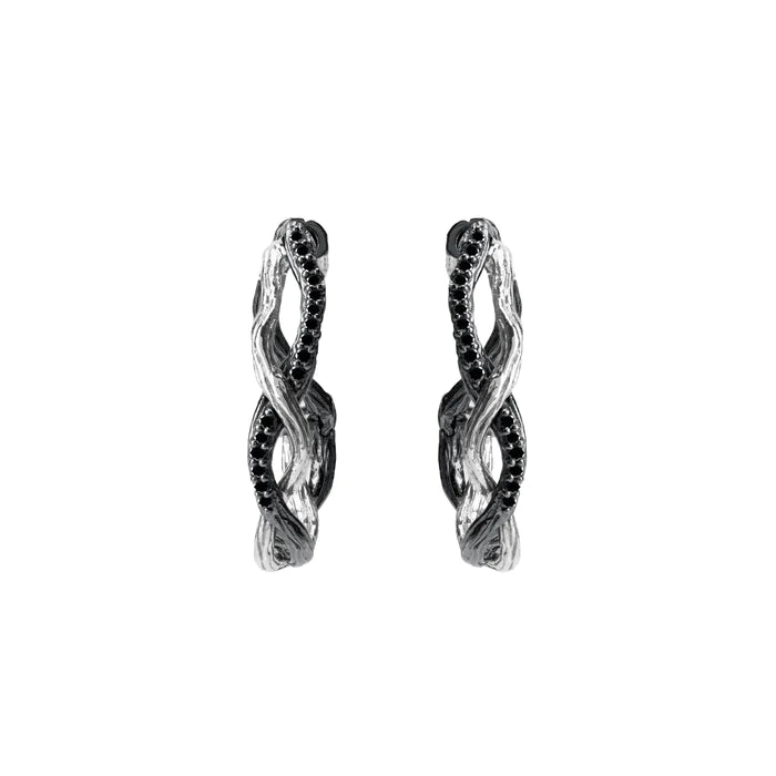 Michael Aram Wisteria Hoop Earrings with Diamonds & Black Rhodium