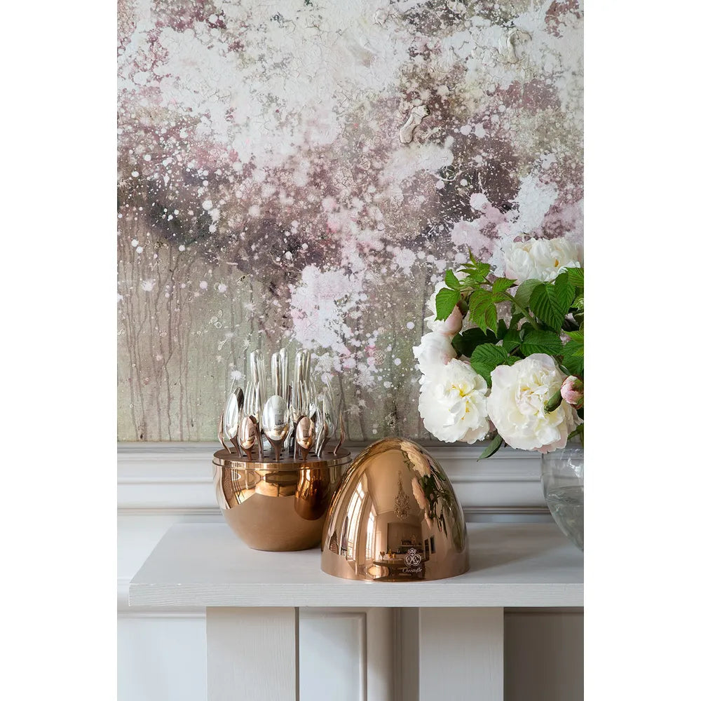 Christofle Mood Precious 24-Piece Flatware Set in Egg Chest, Rose Gold Plated