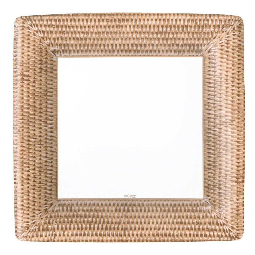 Caspari Dinner Plates: Rattan Border - Square