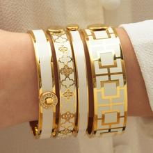 Halcyon Days Bangle - Mosaic - Cream & Gold