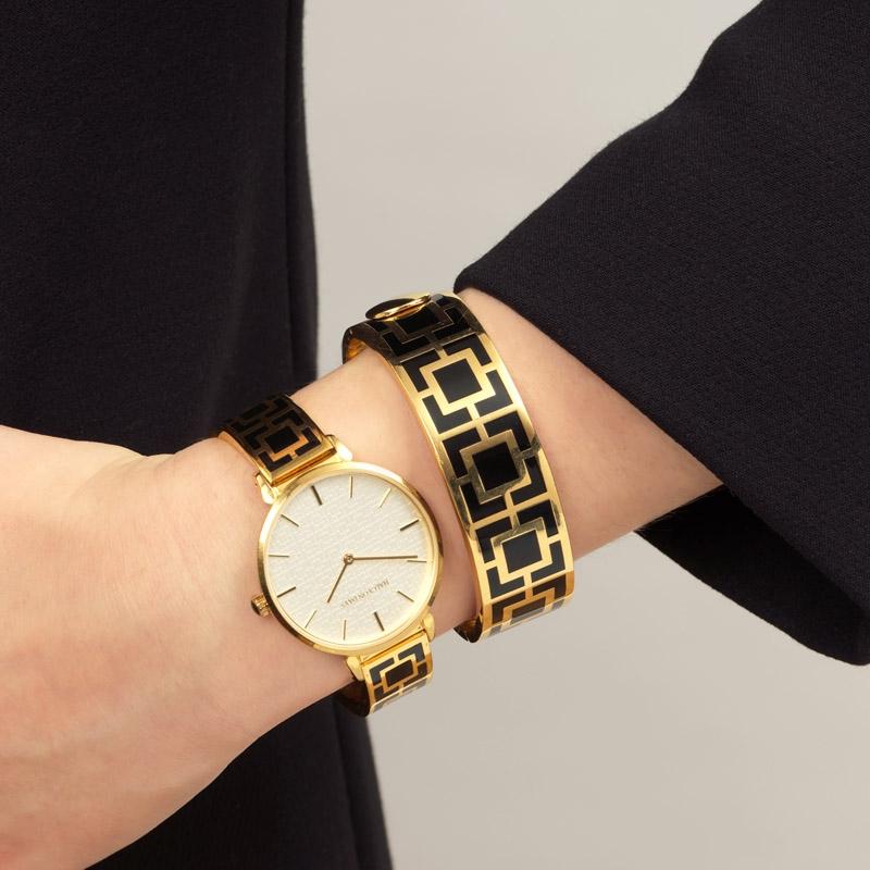Halcyon Days Bangle Maya Black Gold