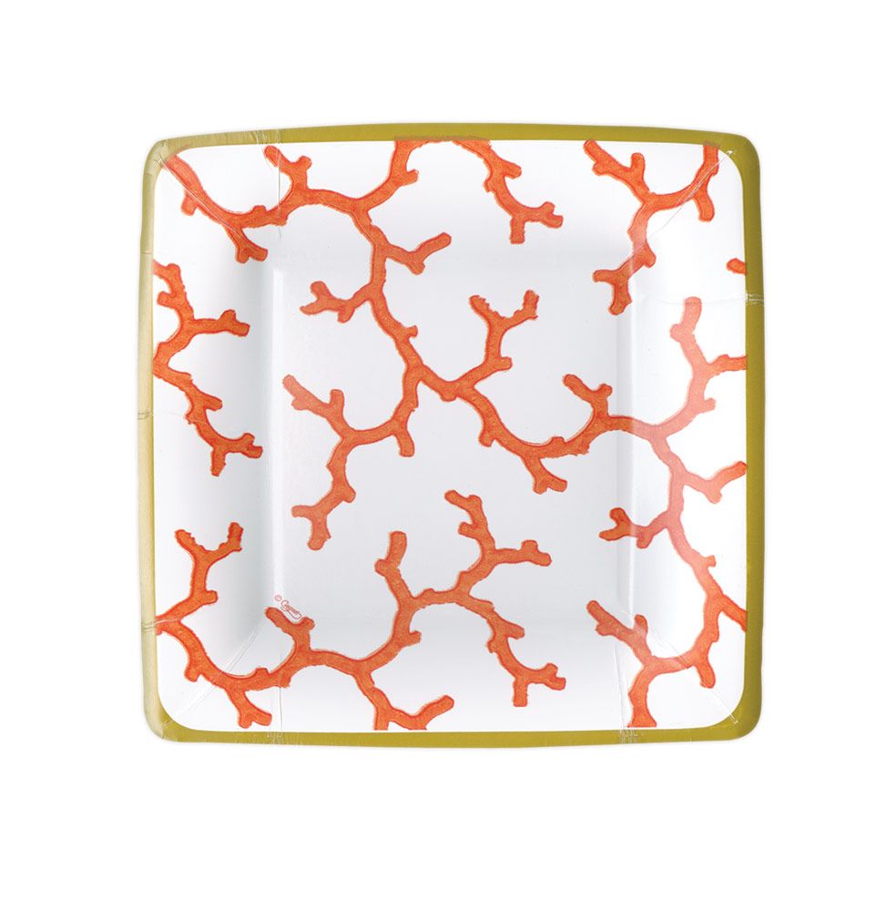 Caspari Salad/Dessert Plates: The Coral Sea - Square