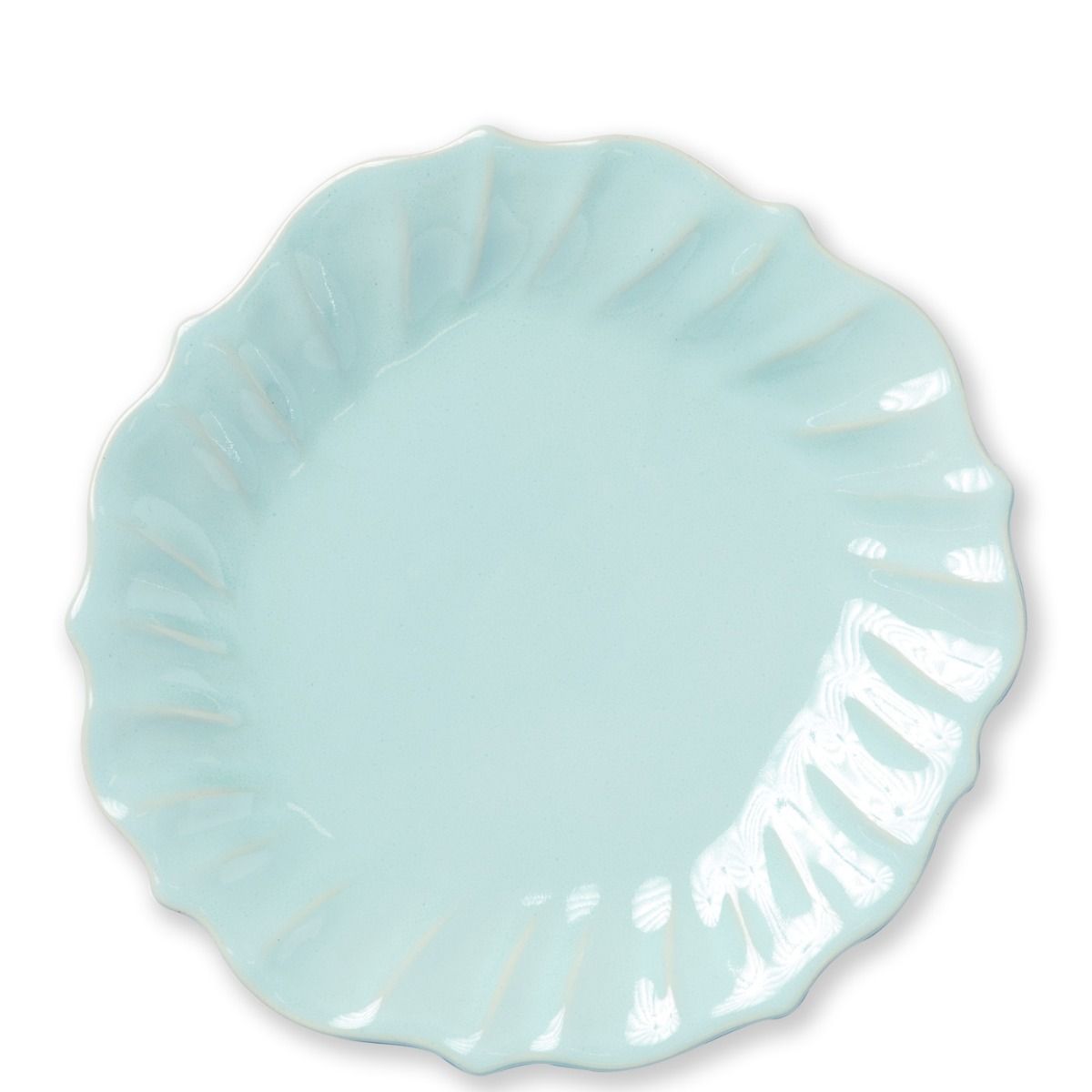 Vietri Incanto Stone Ruffle Dinner Plate - Aqua