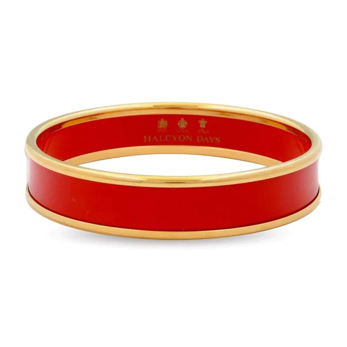 Halcyon Days Bangle - Enamel - Deep Red & Gold - Medium