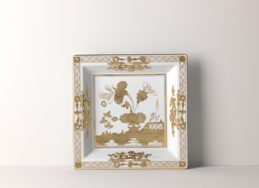 Ginori 1735 Oriente Italiano Change Tray - Large Square - Aurum (White w/Gold)