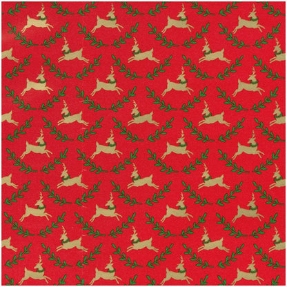 Caspari Gift Wrap Roll: Little Reindeer