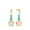 Lalique Earrings - Arethuse - Clear Crystal, Turquoise, Vermeil